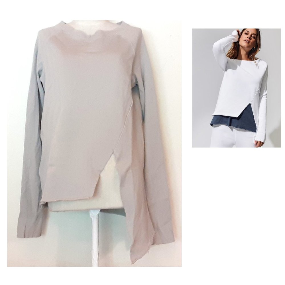 NEW FRANK & EILEEN TEE LAB GRAY LAB312 ASYMMETRIC SWEATSHIRT SIZE L